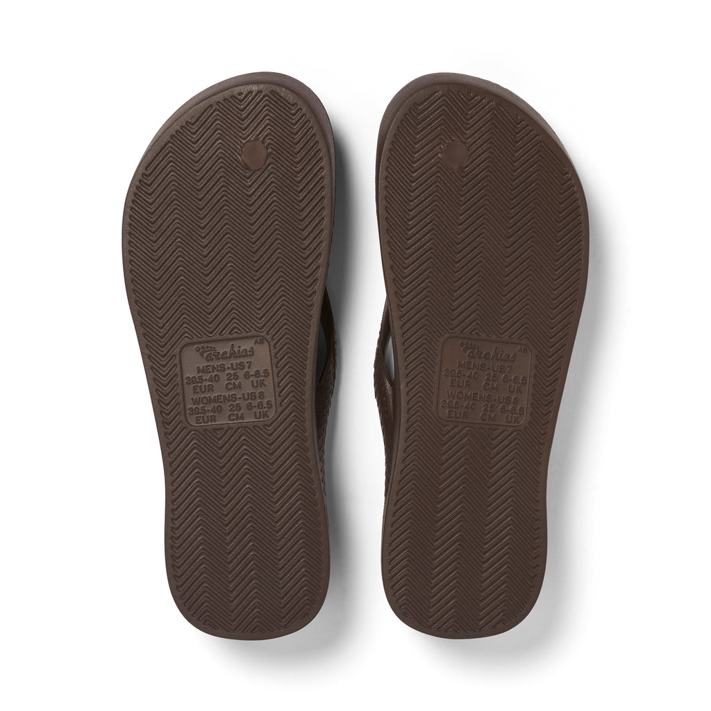 Archies Brown Arch Support Flip Flops — Pair bottom angle