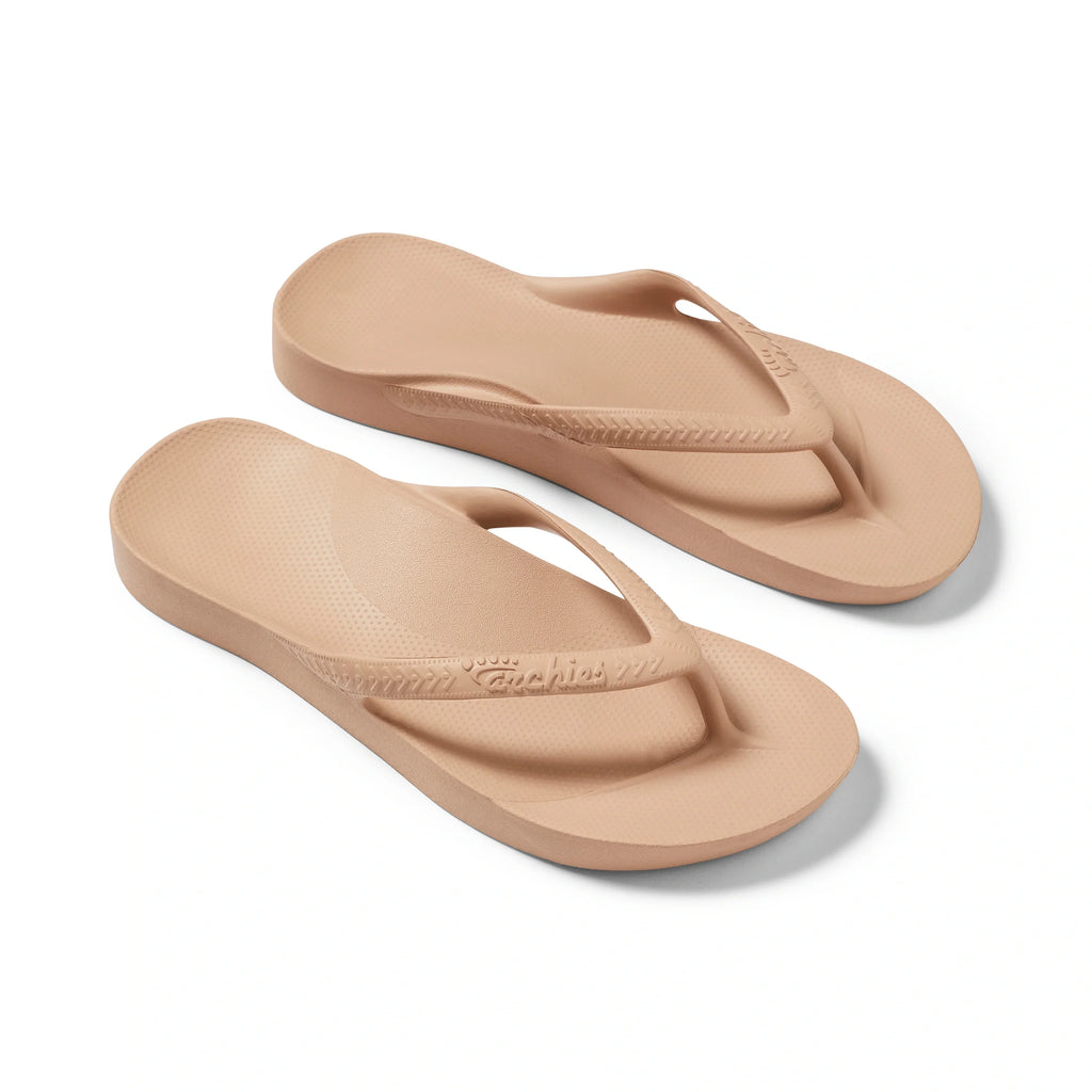 Tan Archies Arch Support Flip Flops angle 10