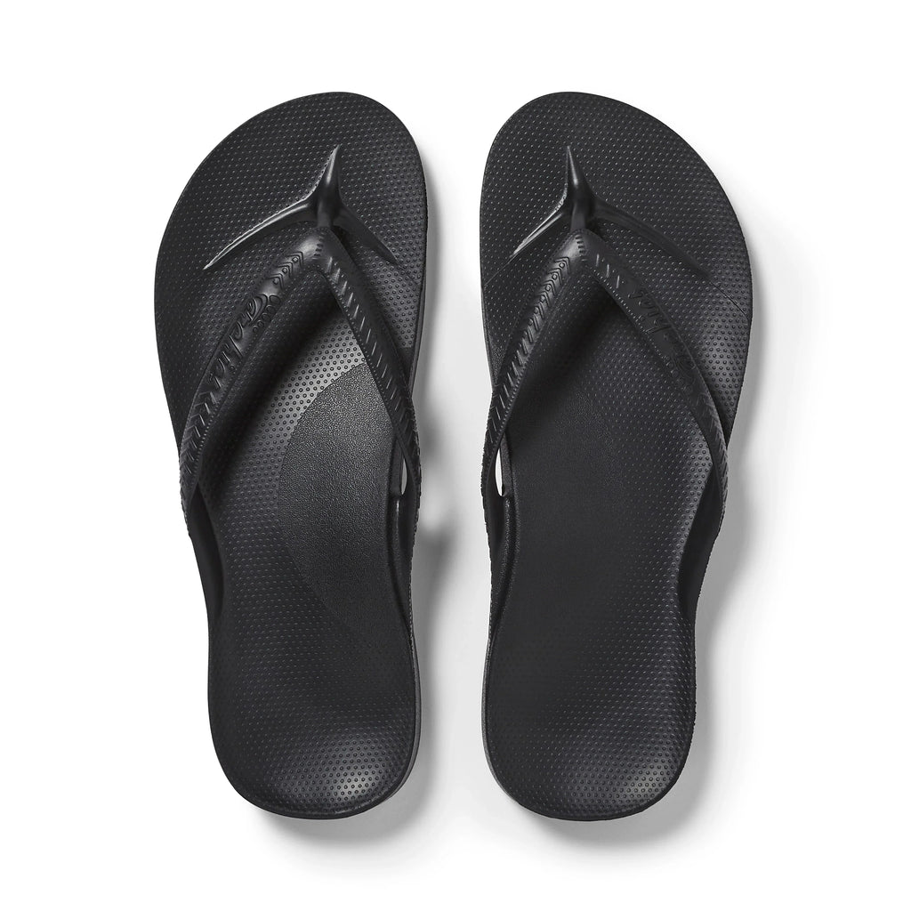 Black Archies Arch Support Flip Flops angle 01