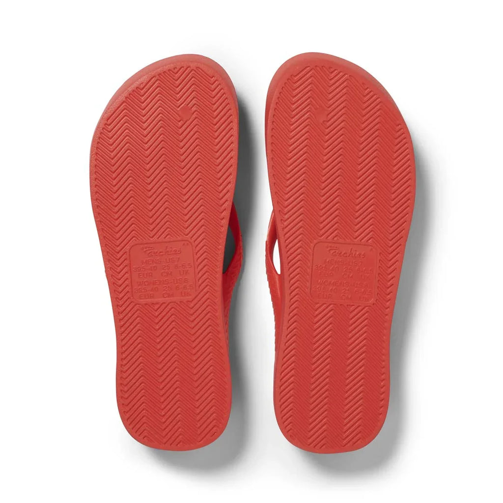 Archies Arch Support Flip Flops Coral bottom view