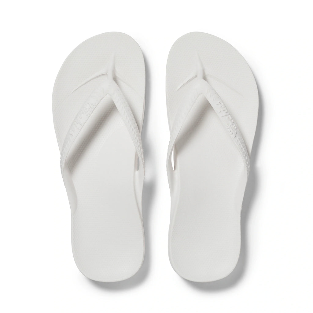 White Archies Arch Support Flip Flops angle 01