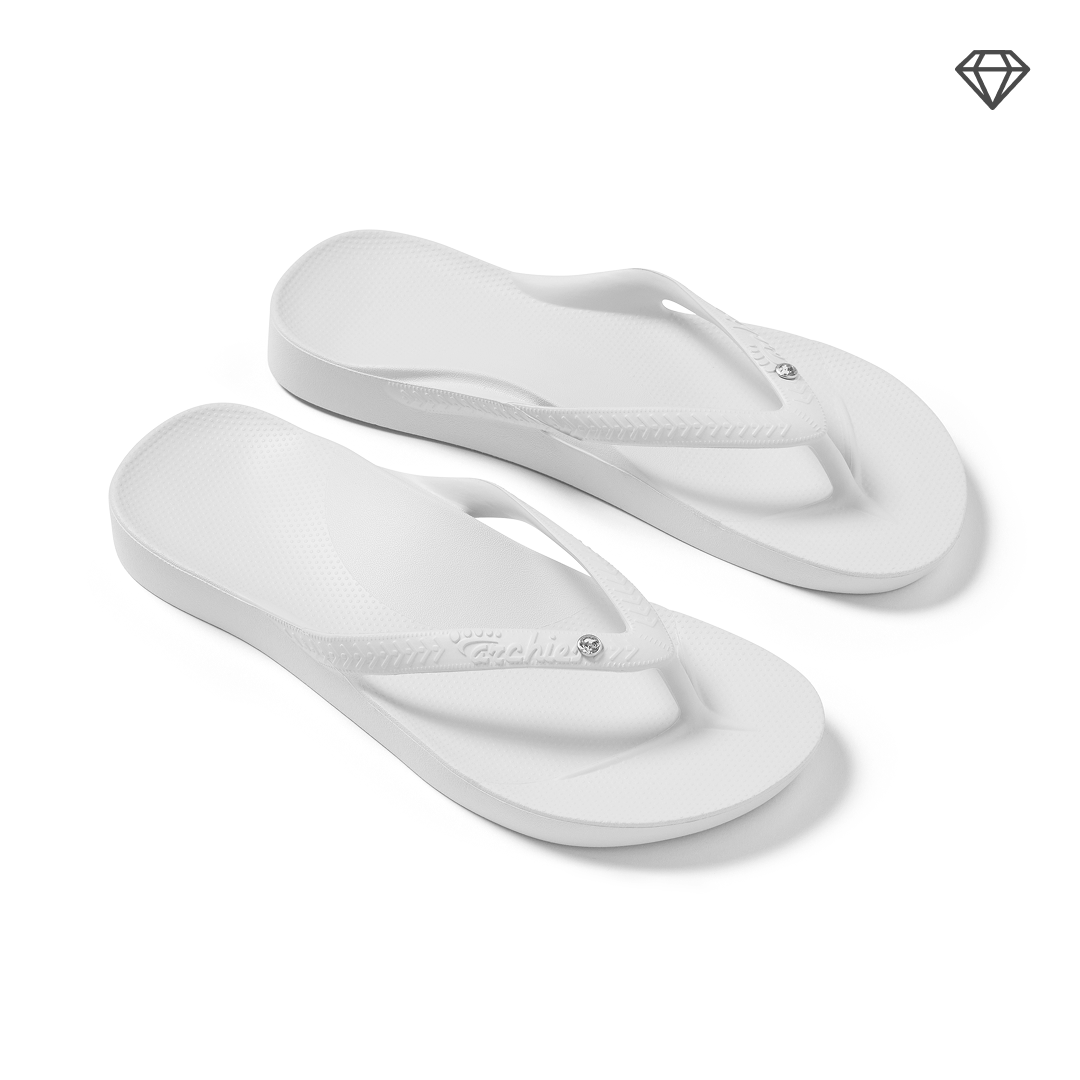 White Crystal Archies Arch Support Flip Flops angle 05