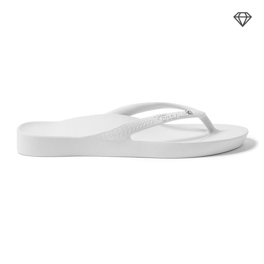 White Crystal Archies Arch Support Flip Flops angle 04