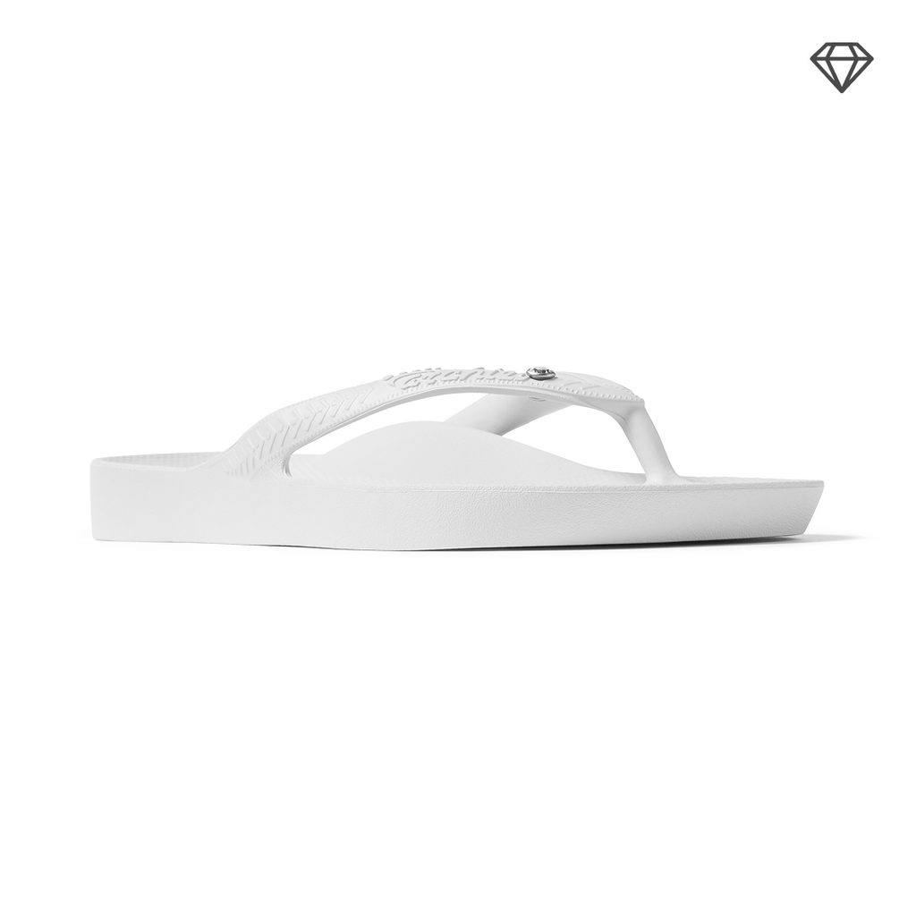 White Crystal Archies Arch Support Flip Flops angle 02