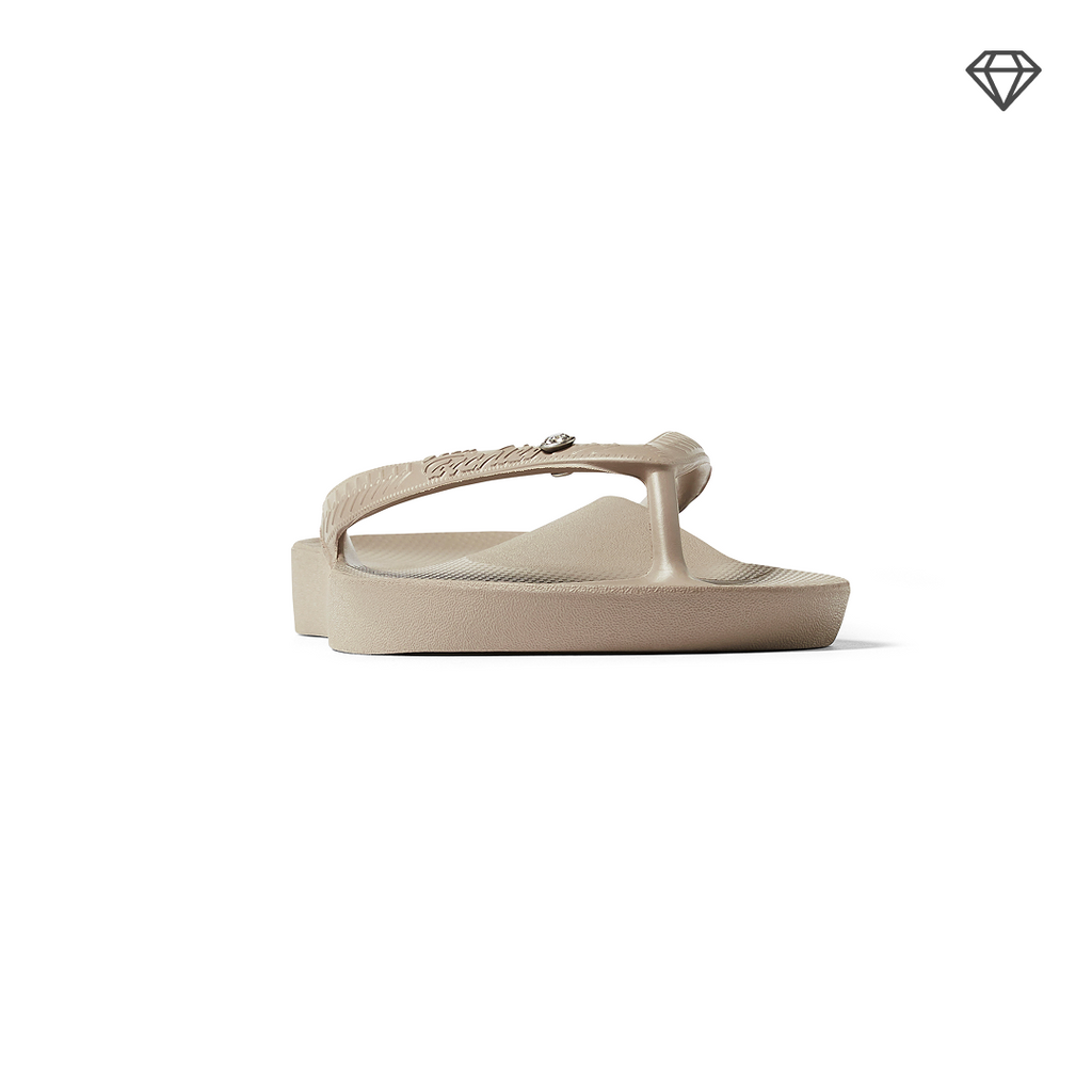 Taupe Crystal Archies Arch Support Flip Flops angle 06