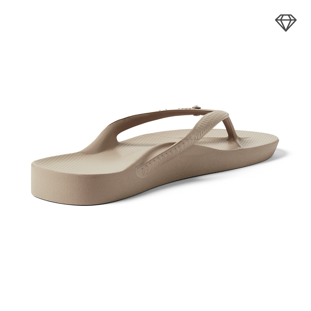 Taupe Crystal Archies Arch Support Flip Flops angle 08