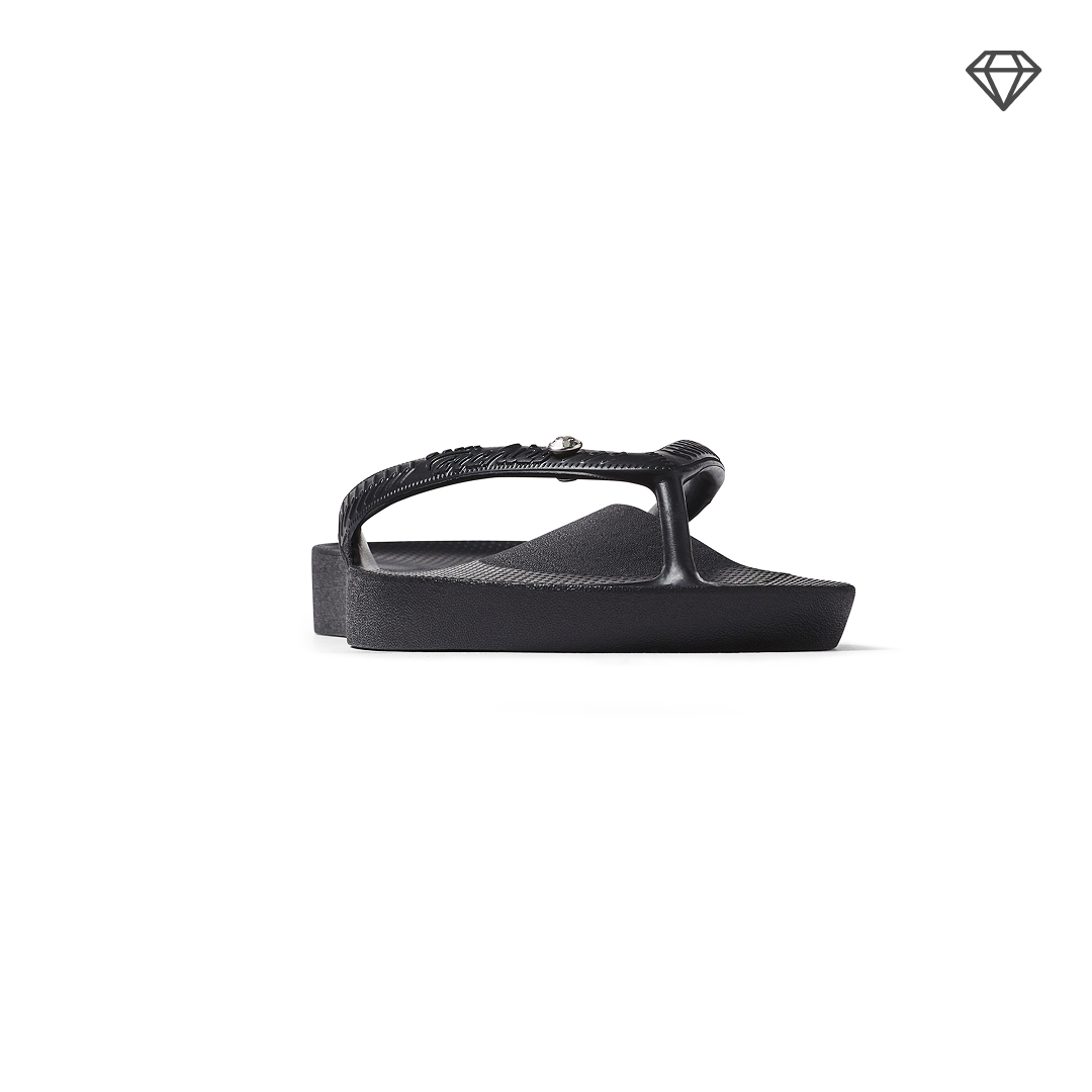 Crystal Black Archies Arch Support Flip Flops angle 04